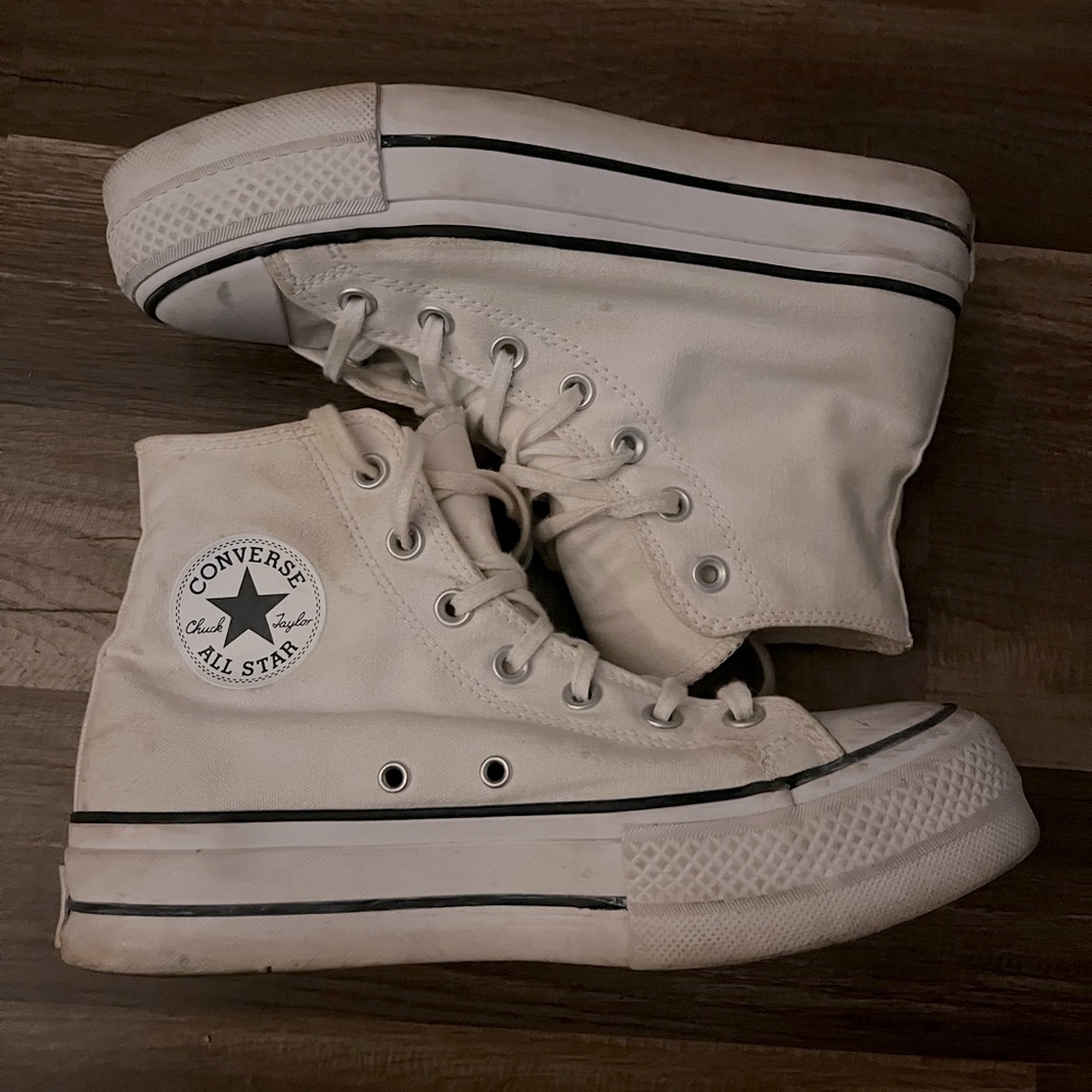 Converse White Platform High-Top Sneakers
